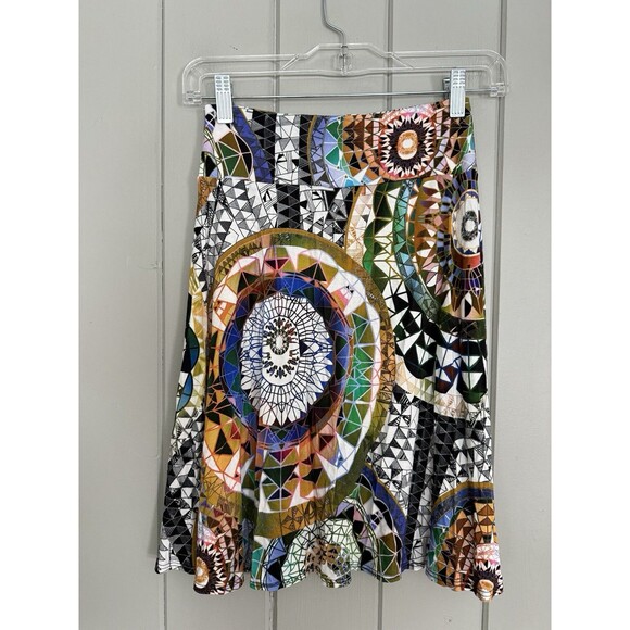 Salaam Skirt XS A-Line Mini Jersey Knit Stretch Geometric Multicolor Stretch - Picture 5 of 7